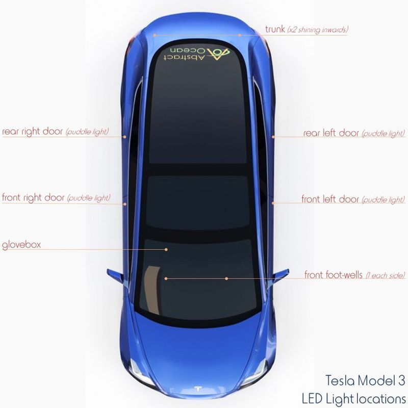 Bright LED footwell lights Tesla Model 3 & Y - 2-pack